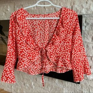Zaful | Floral Red Crop Top